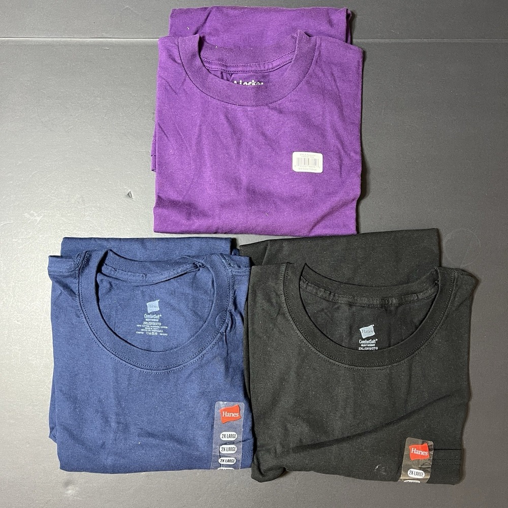 Mens TShirt Lot Of 3 Hanes ComfortSoft 100% Cotton Footlocker Size 2XL NWT